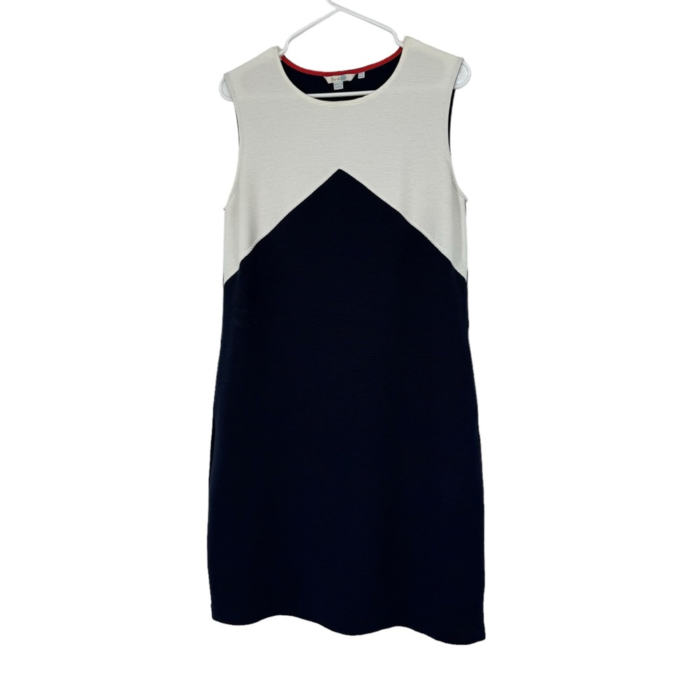 Boden Size 10 Blue/White Edwina Ottoman Color Block Sleeveless Shift Dress